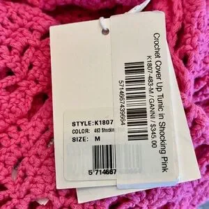 Ganni | Dresses | Nwt Ganni Pink Crochet Knit Coverup Mini